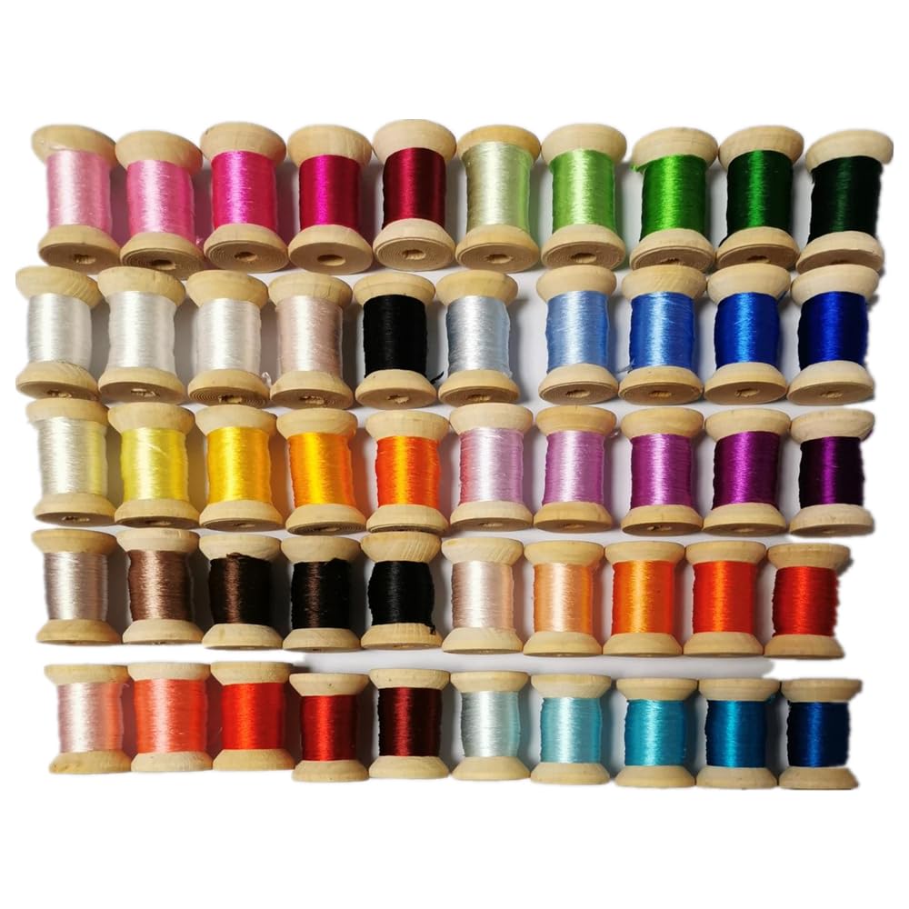 50 bobinas de hilo de seda natural de morera para bordar a mano, 20-22m por color para manualidades