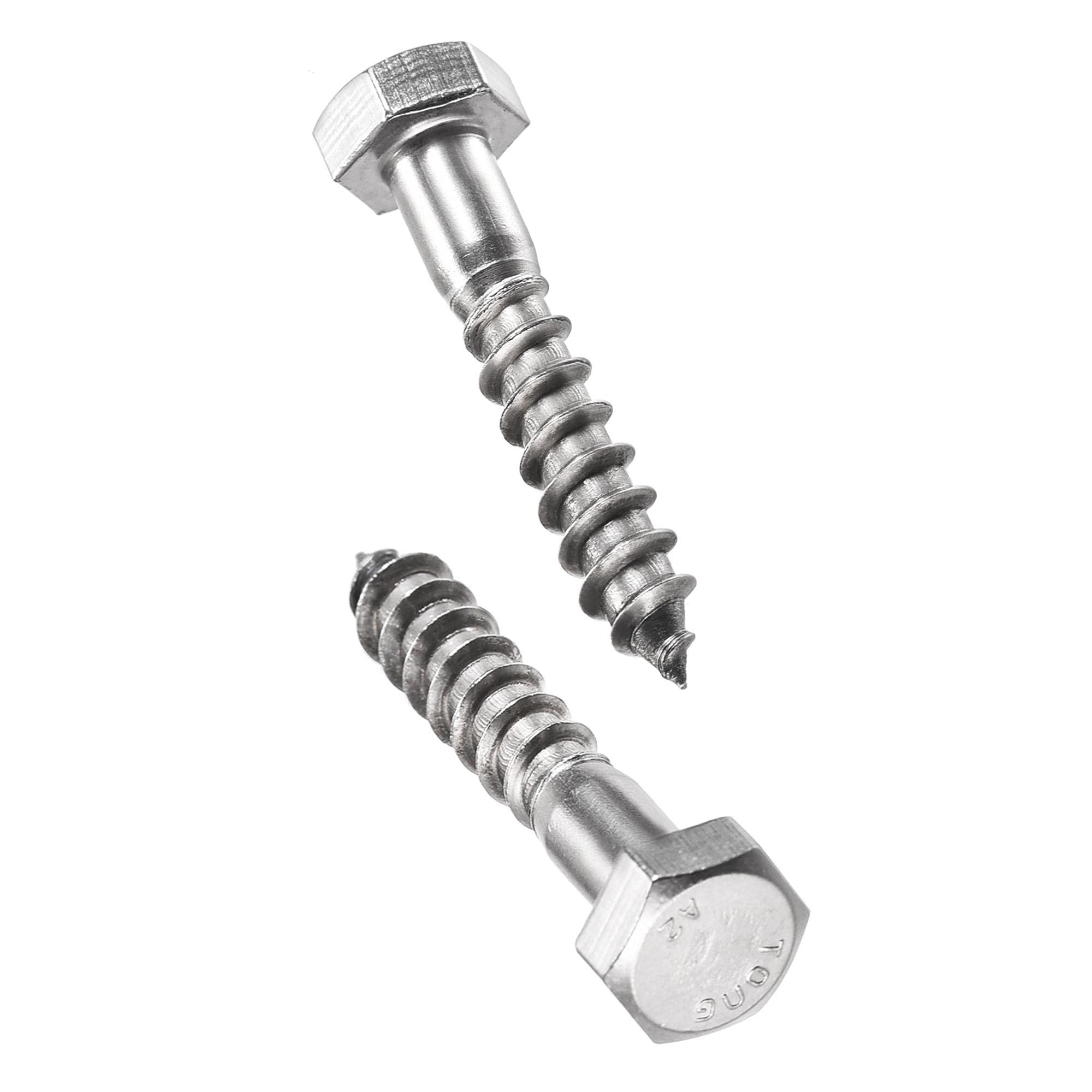 TA-VIGOR 10Pcs Coach Screws, M8 x 40mm Hex Head Lag Bolts, 304 Stainless Steel Sleeper Concrete Wood Screw Hexagon Lag Half Thread Self-Tapping Bolts for Outdoor Use in Decking, Fencing