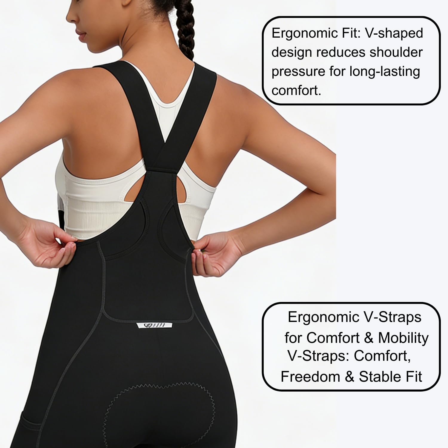 Wulibike Radlerhose Damen Gepolstert mit träger Elastische Frauen TräGerhose Fahrradhose Atmungsaktive Fahrradbekleidung 3 Staschen Rennrad Und Bike MTB