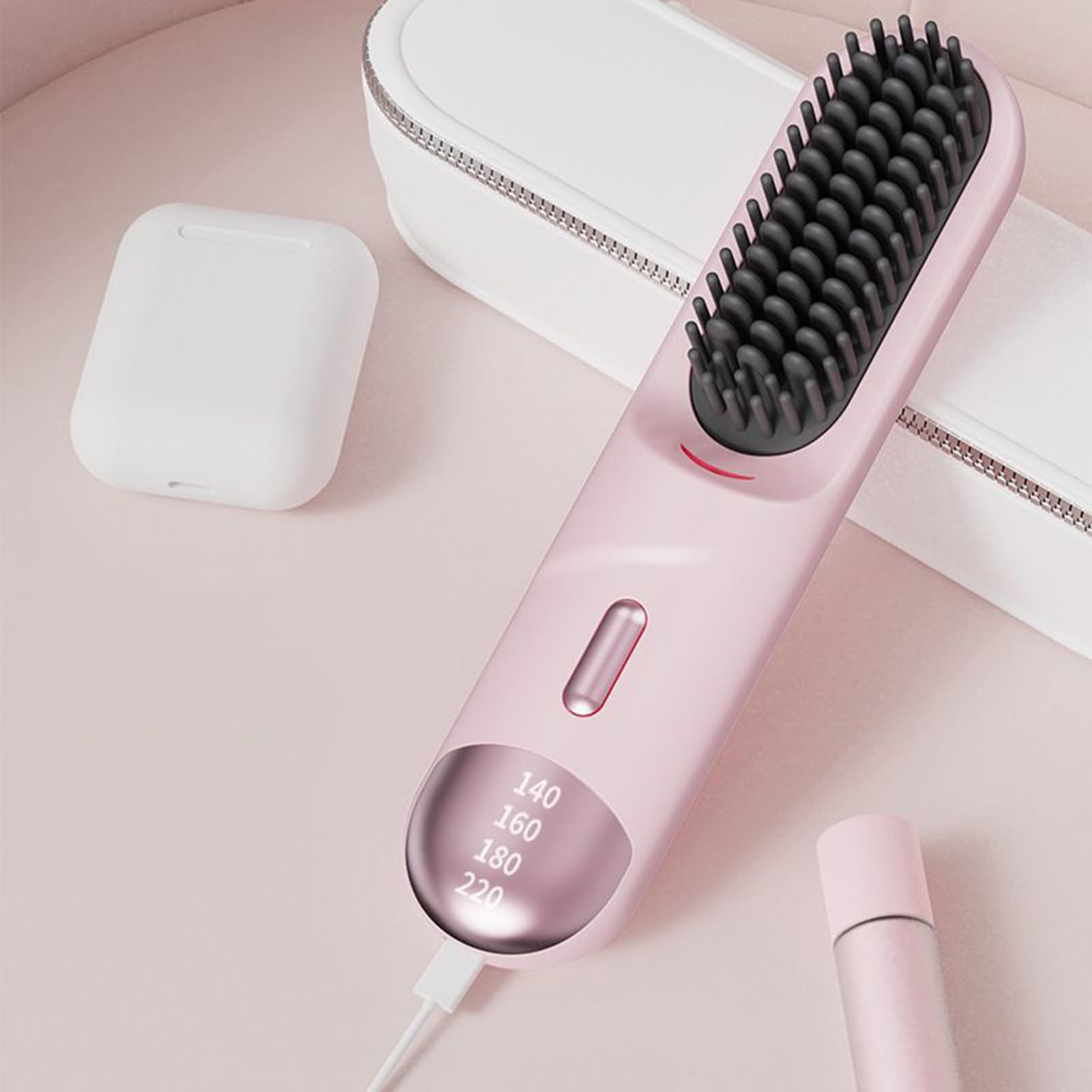 Plancha Para El Pelo Cepillo Alisador Sin Cables Recargable USB | Peine Alisador De Larga Duración Para Mujeres Niñas Principiantes Casa Viaje Escuela Trabajo