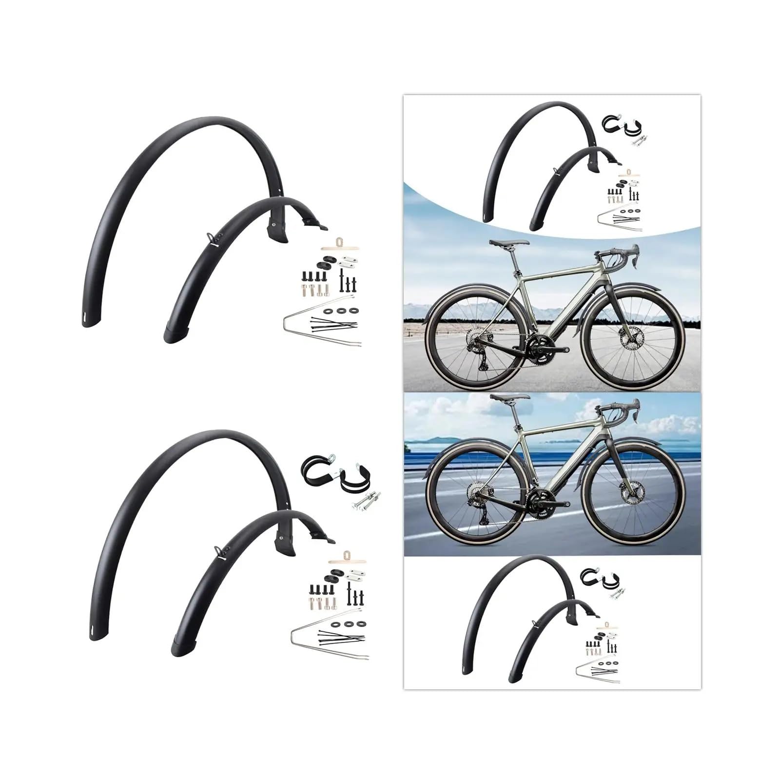 Garde-boue de vélo 700C, lot de 2 | Garde-boue for vélo de route à couverture complète – Pièces de rechange for vélo(With 2 Rings)