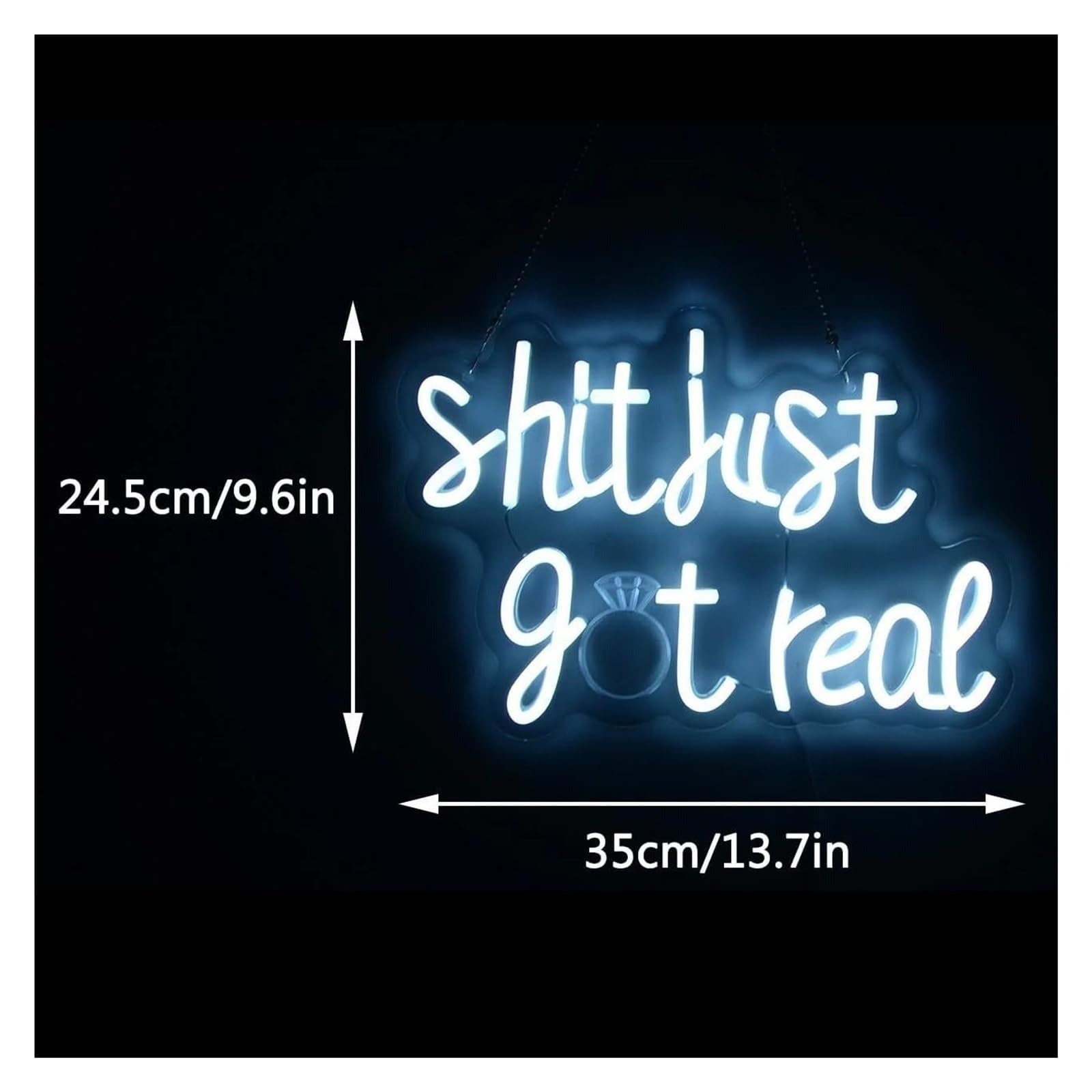 Insegna luminosa al neon La merda è appena diventata reale per le lettere del segno al per neon Interruttore dimmerabile/lampada con parole umoristiche per USB
