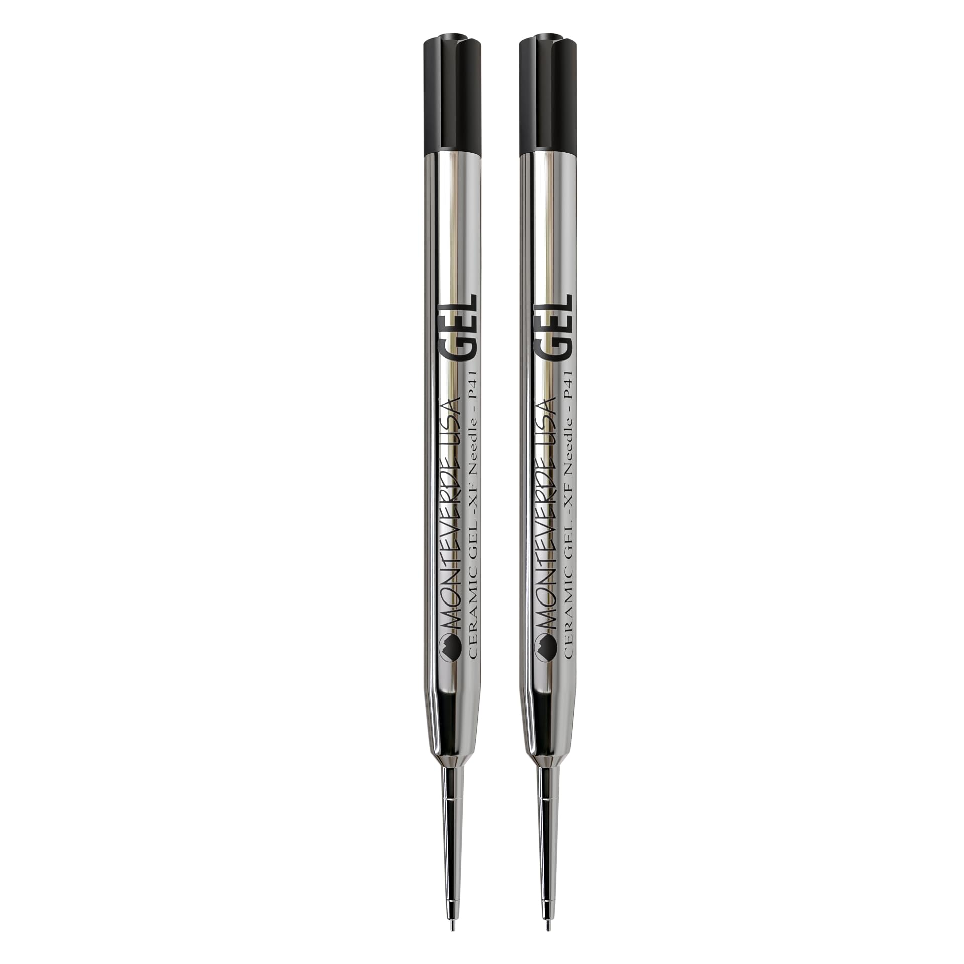 Monteverde Capless Gel Refills to Fit Parker-Style Ballpoint Pens, 0.5mm Extra Fine Needle Point, Black, 2-Pack, Smooth Writing Technology for Parker, Conklin, Schmidt, and More