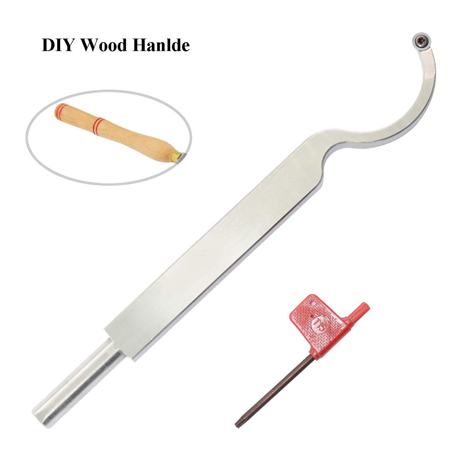 Utensili per tornitura del legno Utensile per finitura del tornio, Collo di cigno scavato con chiave a stella con inserto in carburo rotondo da 12 mm per hobbista del legno o fai da te o falegnam