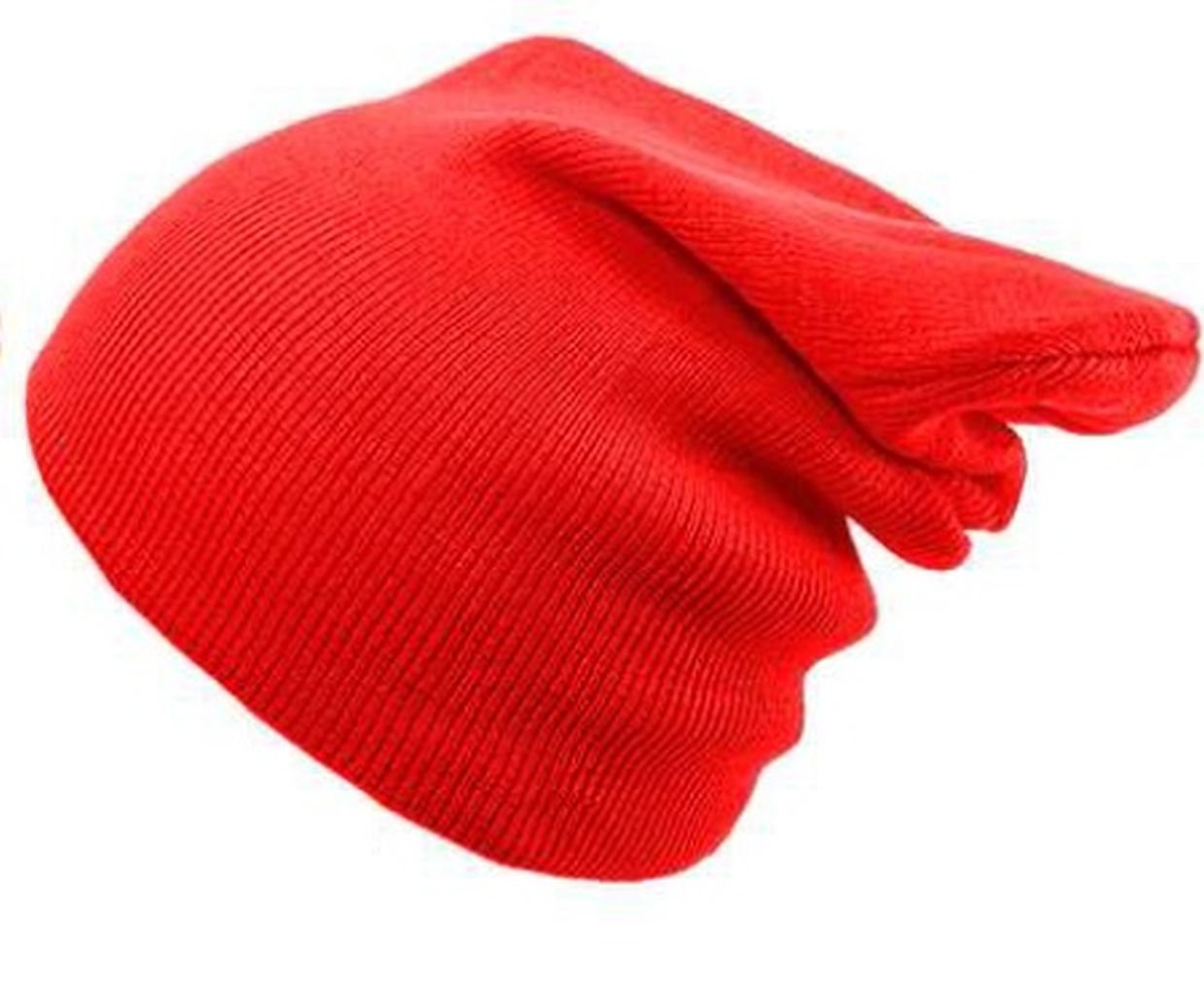4Sold Women's Plain Red (Tm Oversized Baggy Fit Slouch Style Beanie Beany Cap Brand (Plain Red)