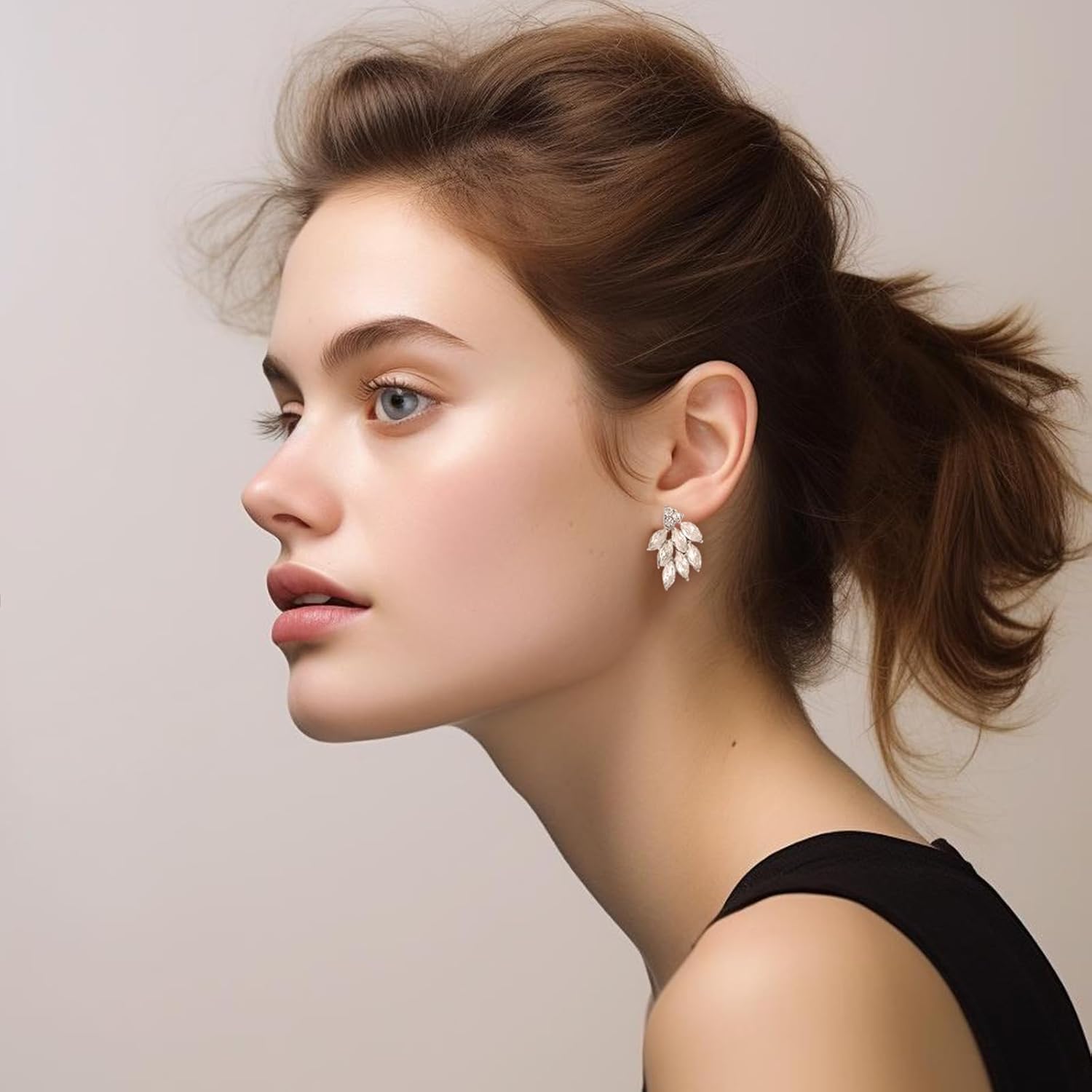 Rhinestone Stud Earrings for Women Small Dainty Crystal Cluster Drop Earrings for Girls Cute Costume Jewelry for Bridal Wedding Party Gift - Image 3