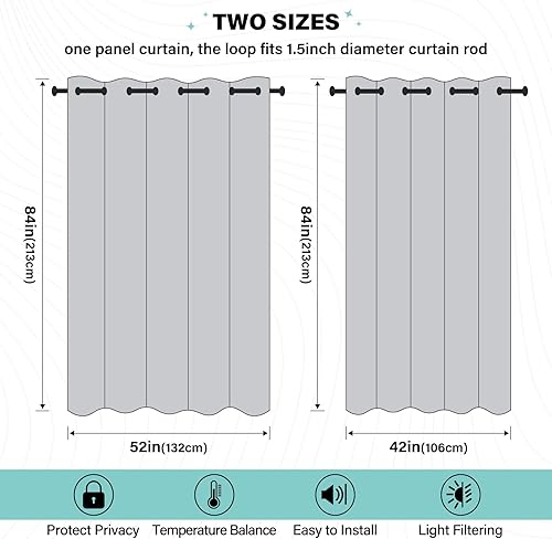 Miniatura 4 de Cortinas de privacidad rosa perla, cortinas de dormitorio, cortinas con ojales, cortinas opacas largas, panel individual, 84x42 pulgadas