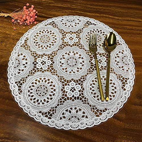 Kreatur Round Waterproof Placemats For Dining Table Set Of 6,White Modern Plastic Pvc Washable Table Mats Non-Slip Easy To Clean For Home Kitchen Decor #TOP6