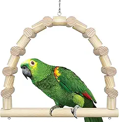 Balanço Madeira Natural Para Papagaio