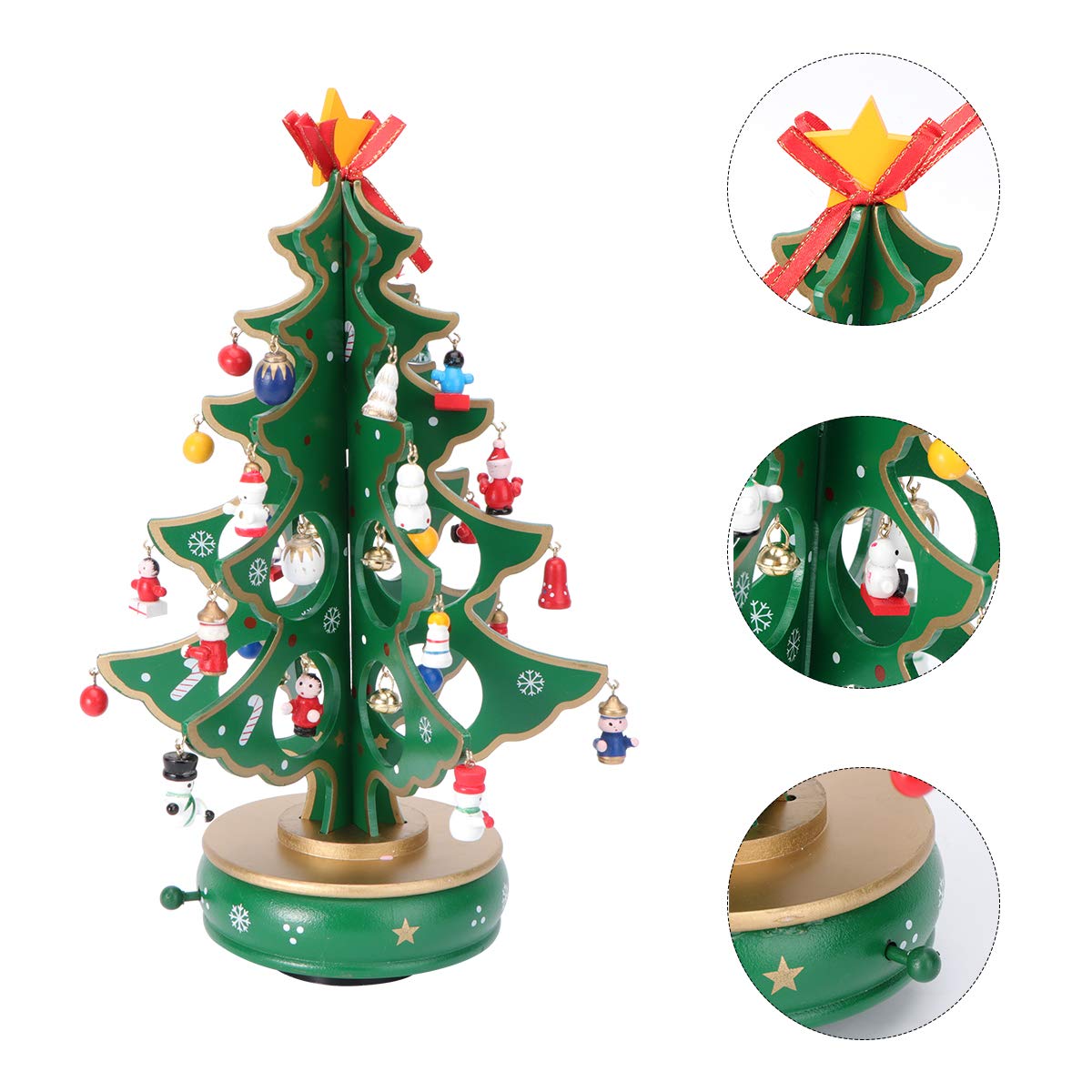 ifundom Classico Carillon in Legno Design a orologeria Albero di Natale con Pendenti Carillon in Miniatura Fatto a Mano per Il Compleanno Regalo di San Valentino (Verde) Xmas Supplies