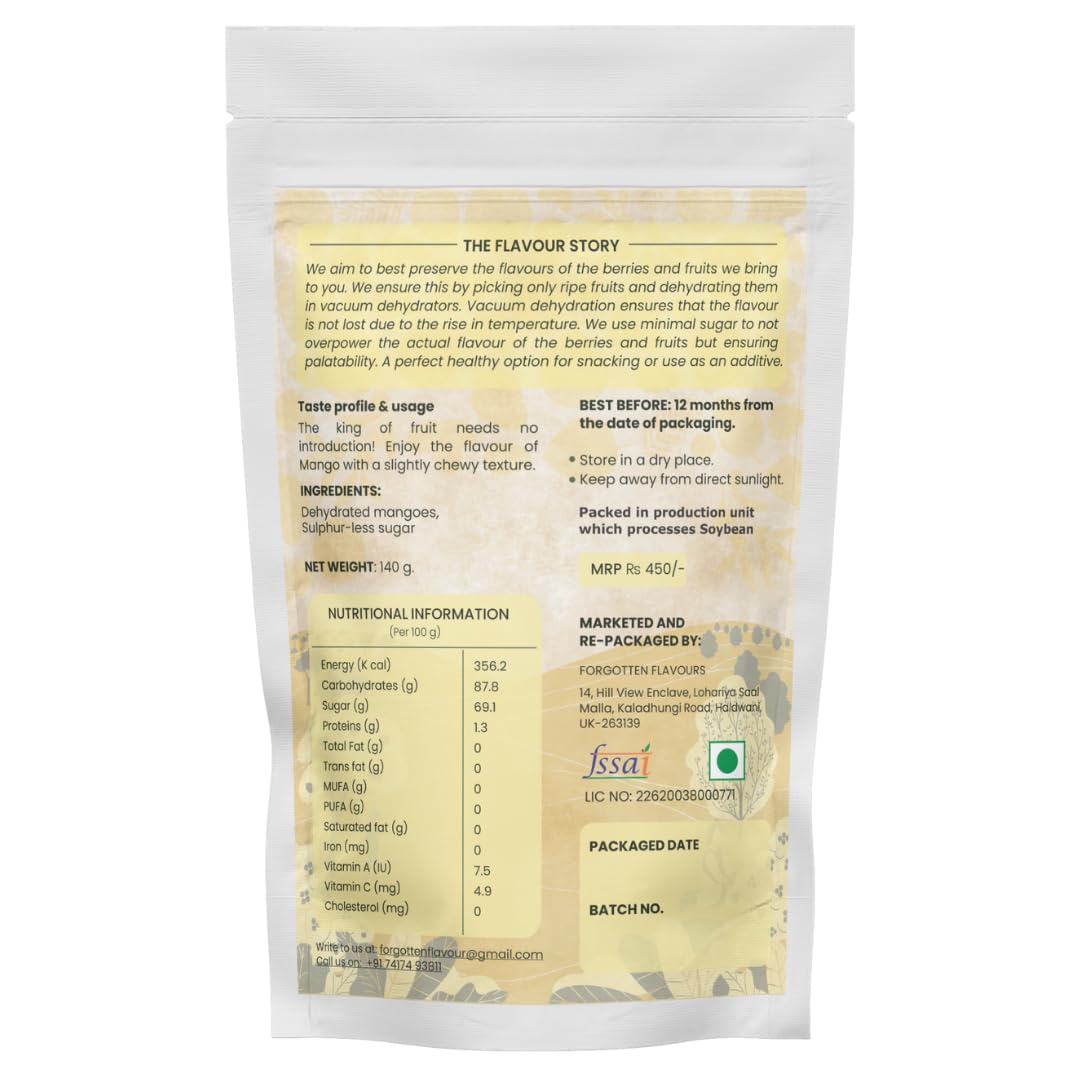 Forgotten Flavours - Dried Mango Candy | Vacuum Dehydrated from Real & Fresh Mangoes | Sweet Dry Mango/Aam Candy | 140 gms | Pack of 1 | No Preservatives | No Sulphur - Image 2 thumbnail