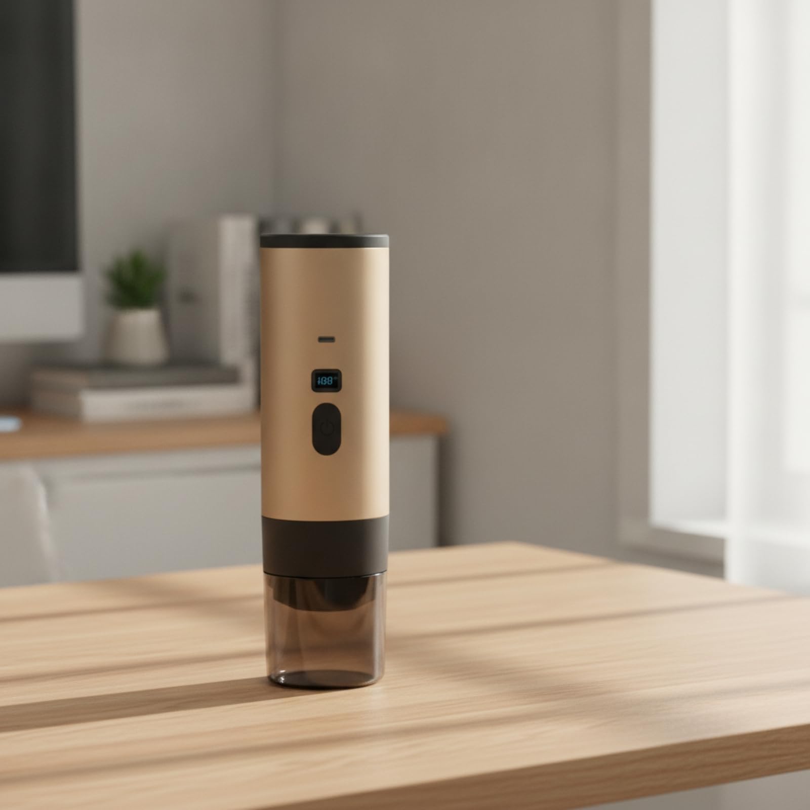 Portátil Compacta Máquina Portátil Doble Función con Café Molido para Campistas, Camping, Gris Plateado