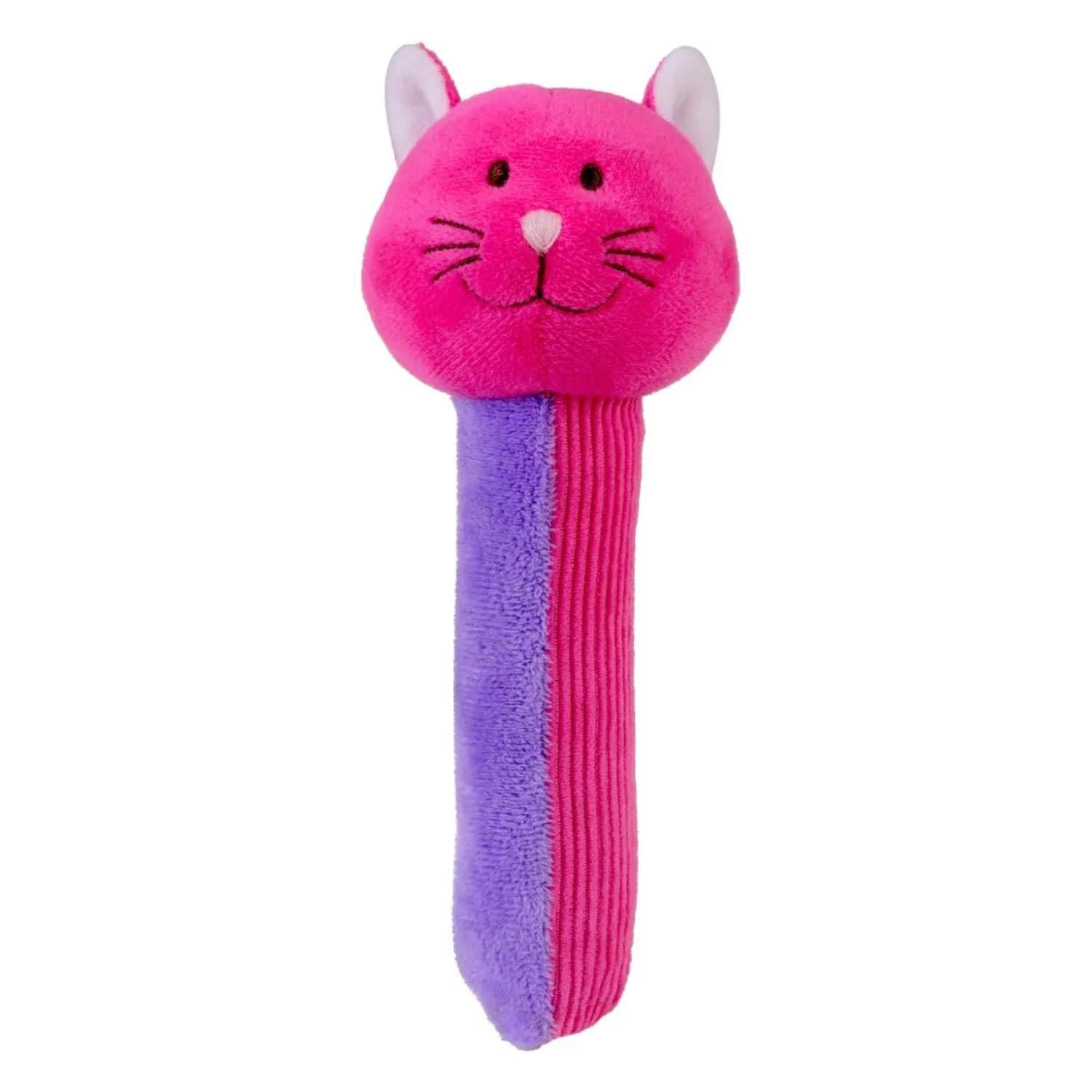 Cat Baby Sensory Rattle by Fiesta Crafts- Squeakaboo Squeaker Toy Rattle for Newborn Baby Toys - Made of ​​Soft Plush & Corduroy for - Fun, Interactive, & Colourful Rattles for Babies