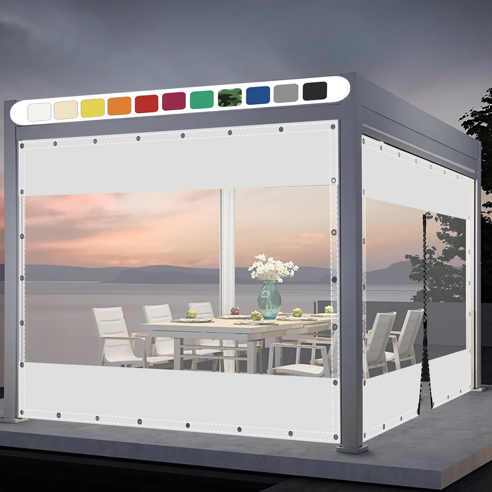 SDLLG Transparent PVC Tarpaulin, 0.5 mm 600g/㎡ with Eyelets,3mx3m — image 1
