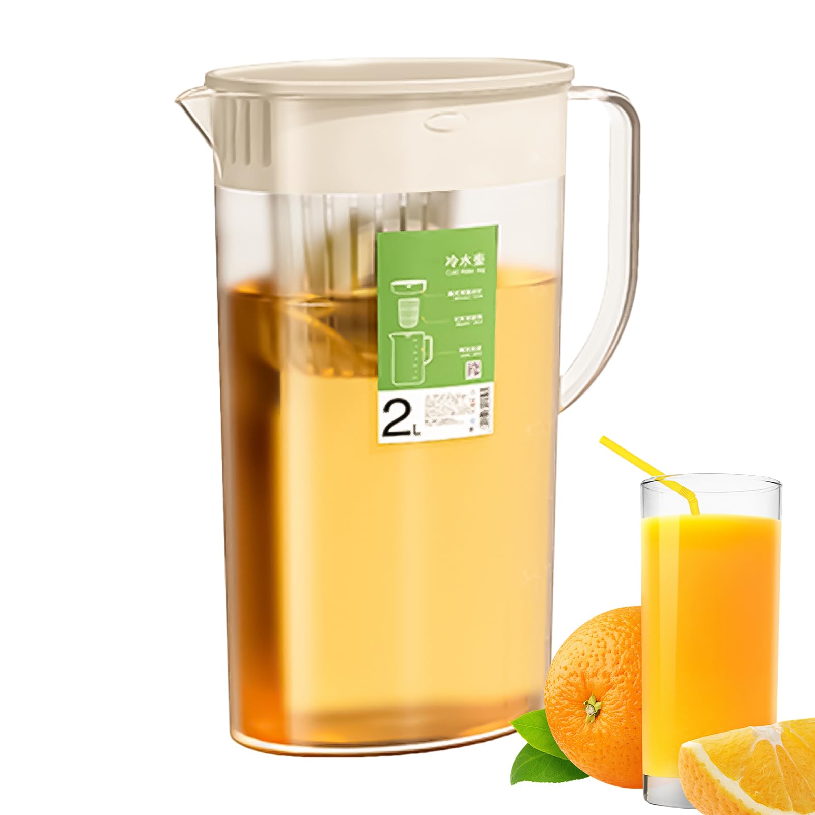 Pichet à eau avec infuseur à fruits 2 L couvercle distributeur de boissons