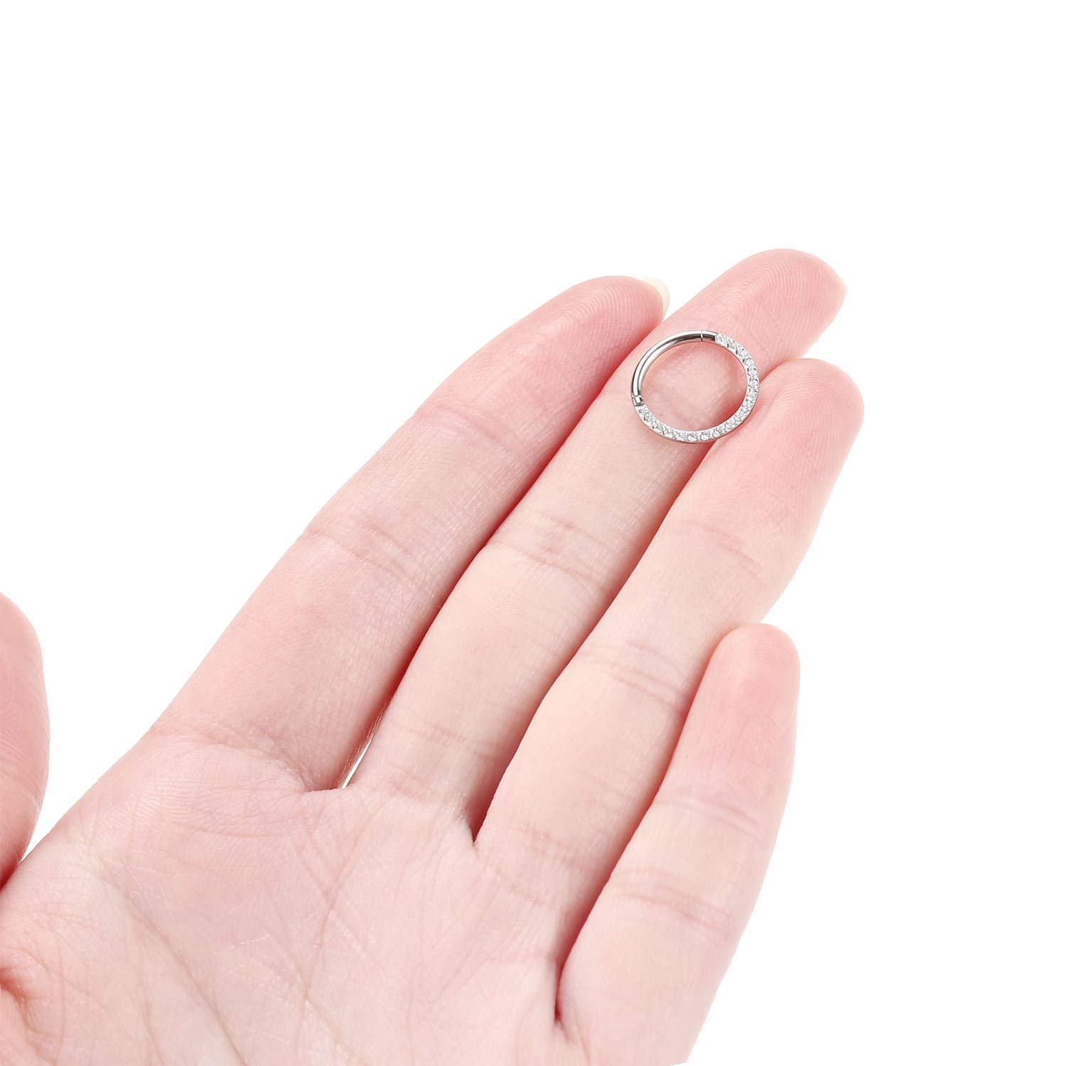 hengkaixuan CZ Opal Septum Jewellery Daith Ring Conch Hoop Seamless Clicker Ring Surgical Steel Rook Tragus Conch Piercing Jewellery Small Hoop Earring Nose Hoop Ring — view 3