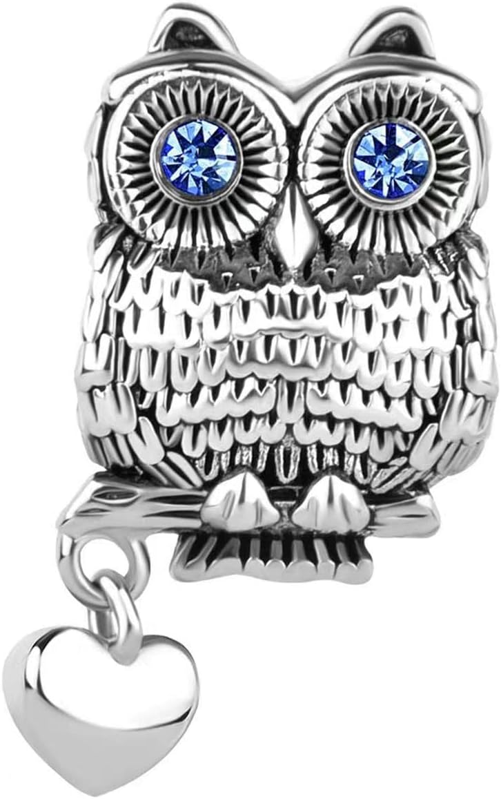 Owl Bird Charms fit Pandora Charm Bracelets Birthday Jewelry Gift for Women Daughter Sister Granddaughter Friendship