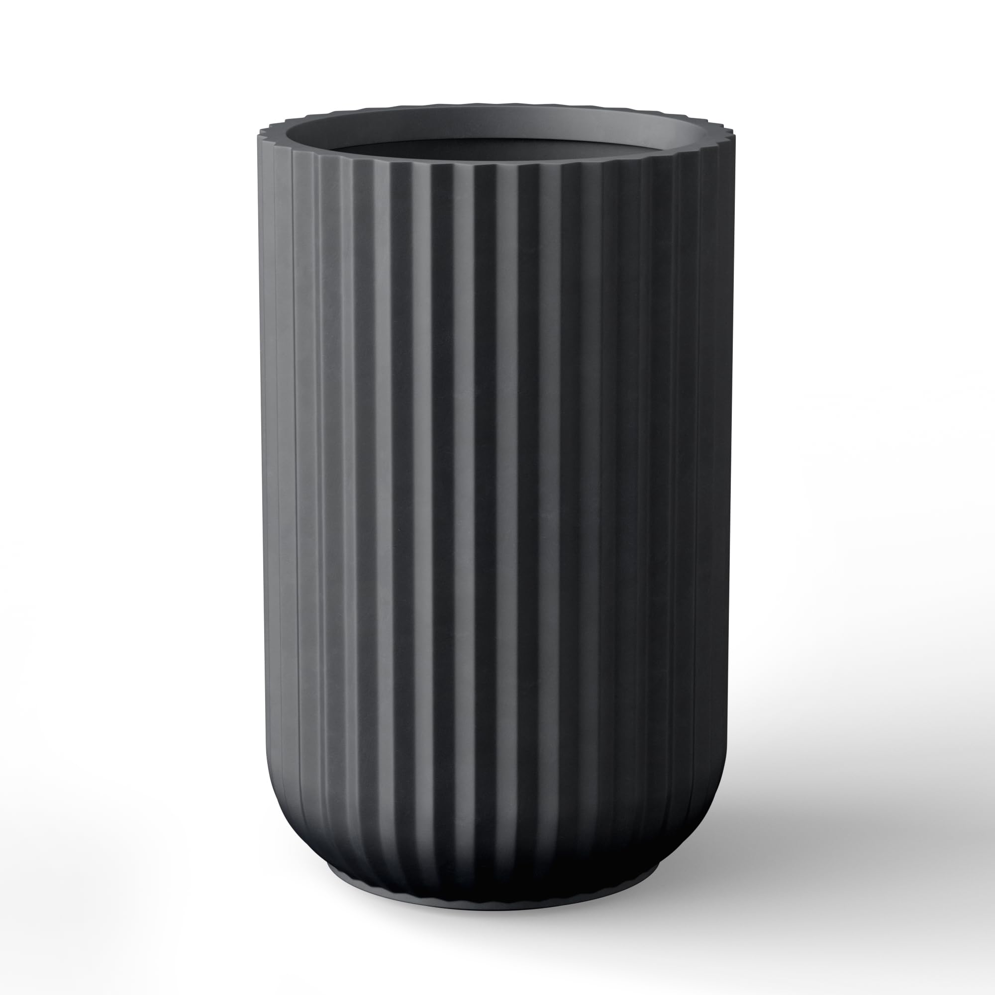 Kante Planter, Concrete, Black, 14" Dia x 21.7" H