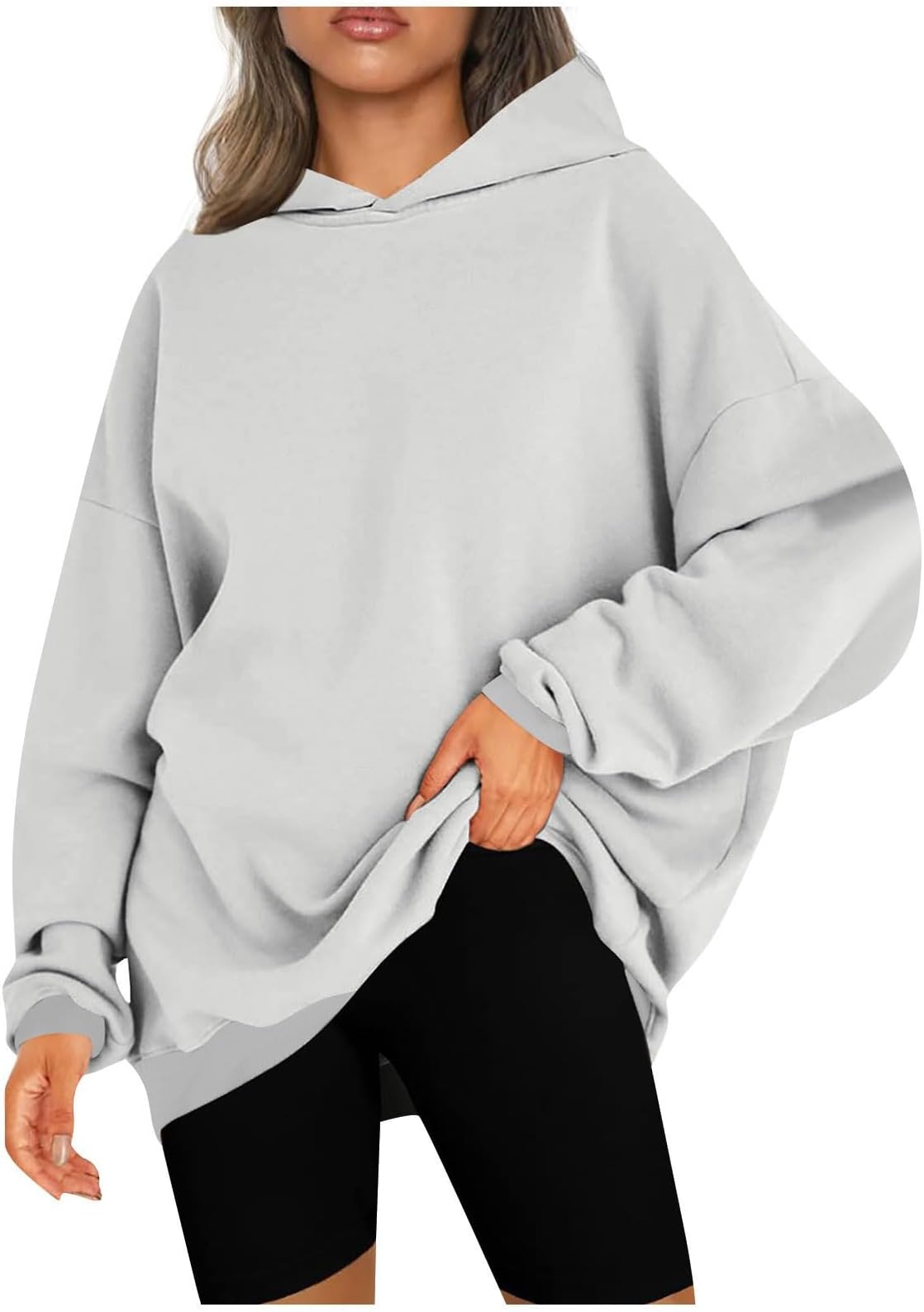 Women's Casual Fashion Solid Color Long Sleeve Pullover Hoodies Sweatshirts