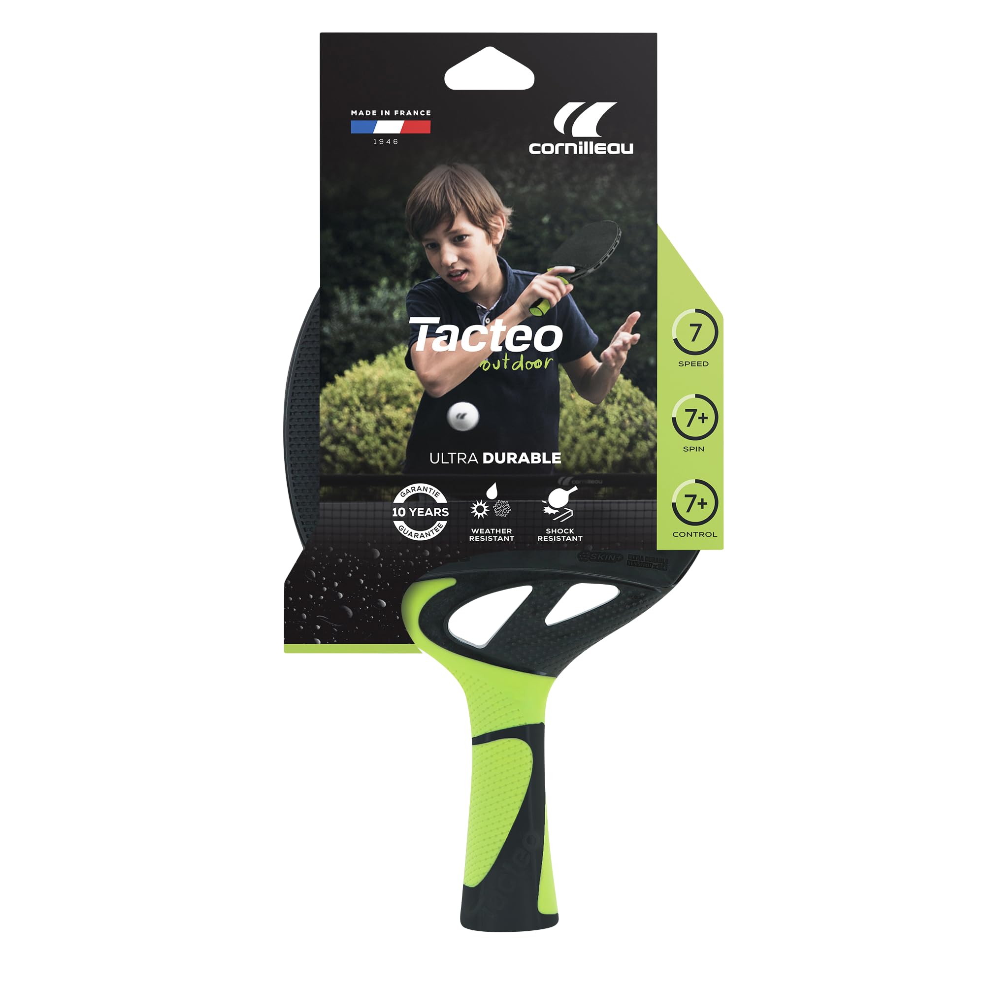 CORNILLEAU - Raquettes de ping-Pong d'extérieur Ultra résistante - Tacteo Lime