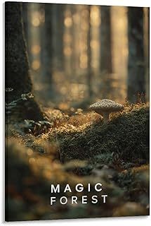 Bioluminescent Forest Wall Art, Glowing Mushroom Poster, Fantasy Nature Print, Dark Room Decor Frame-style 16x24inch(40x60cm)