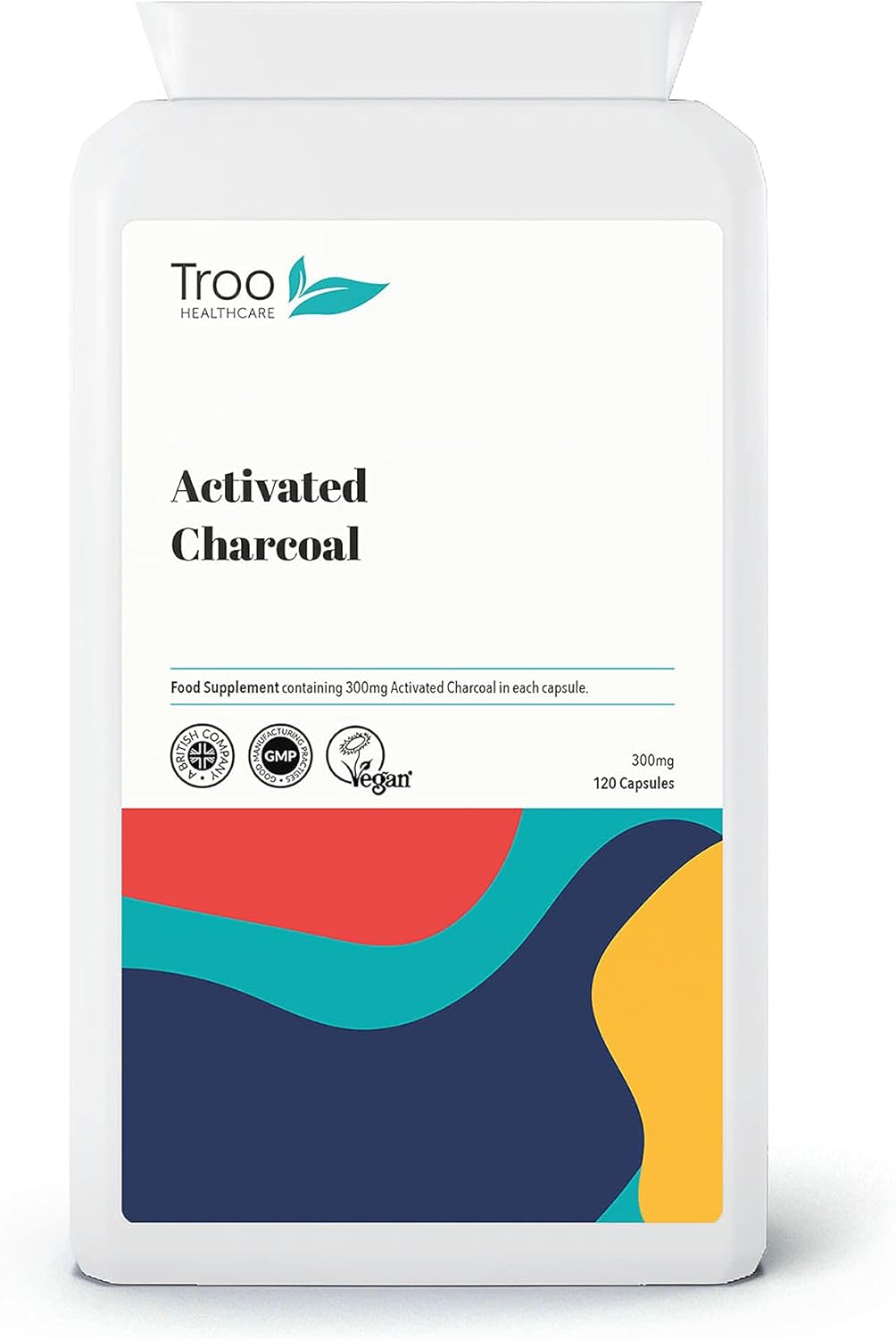 Activated Charcoal Supplement (300mg) 120 Capsules Steam Activated from Coconut