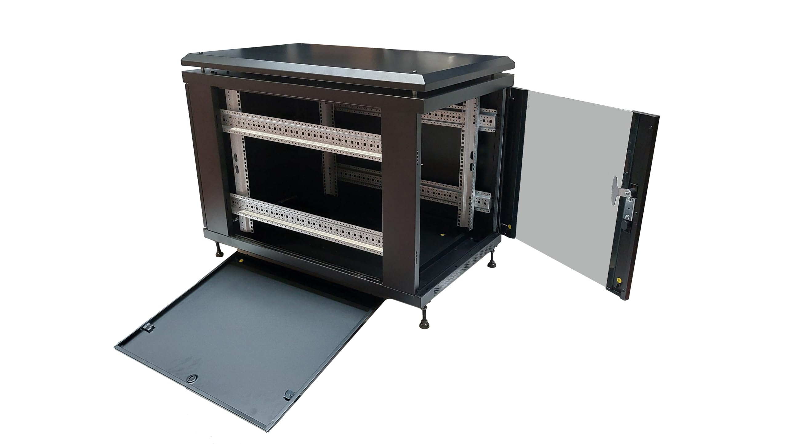 ARMADIO RACK 19" 12 UNITA' (A)700X (L)600 X PROFONDITA' 800 MM. COLORE NERO PORTA VETRO