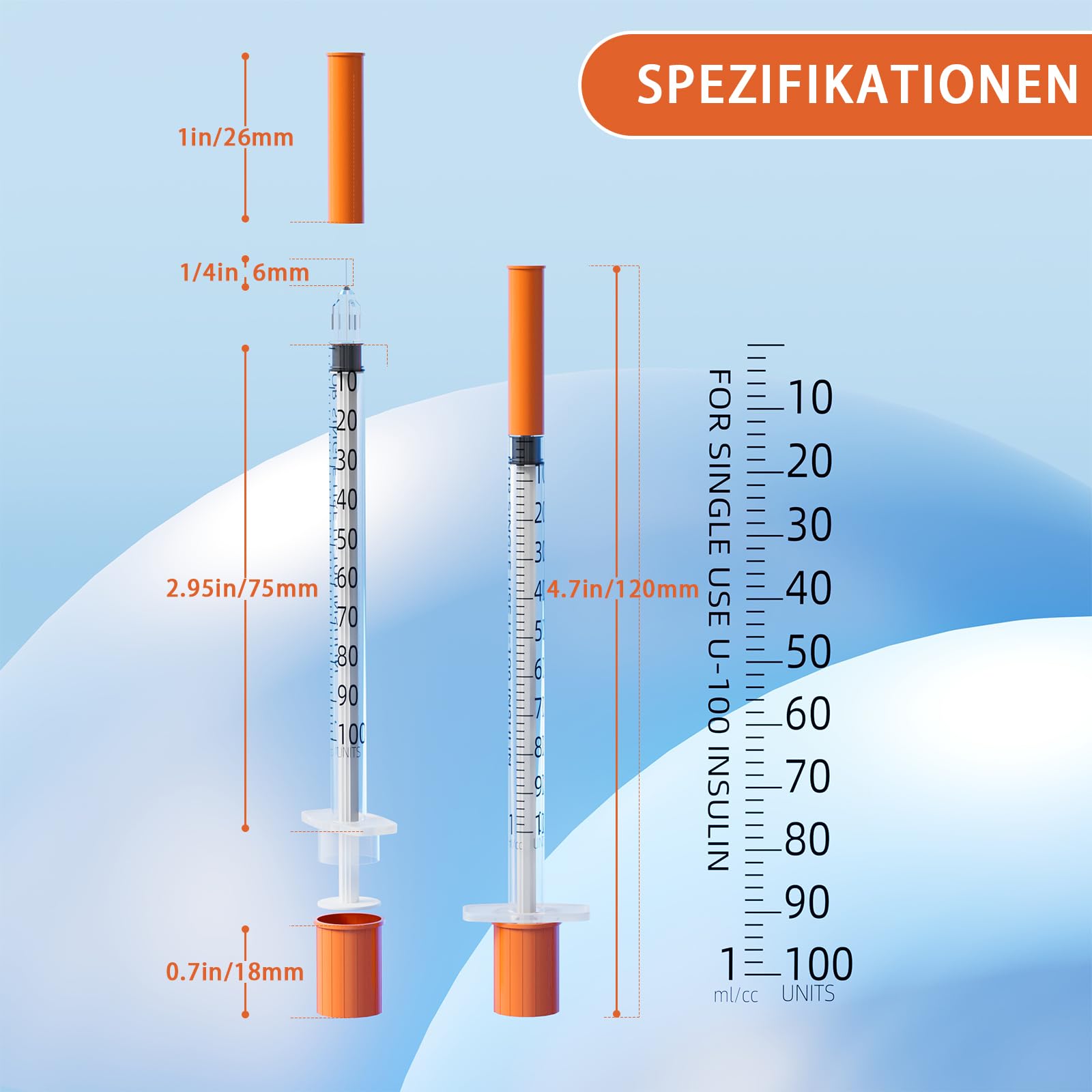 Siringa con scala Tubo di plastica 1 ml 31 G 6 mm accessori da laboratorio 20 pezzi
