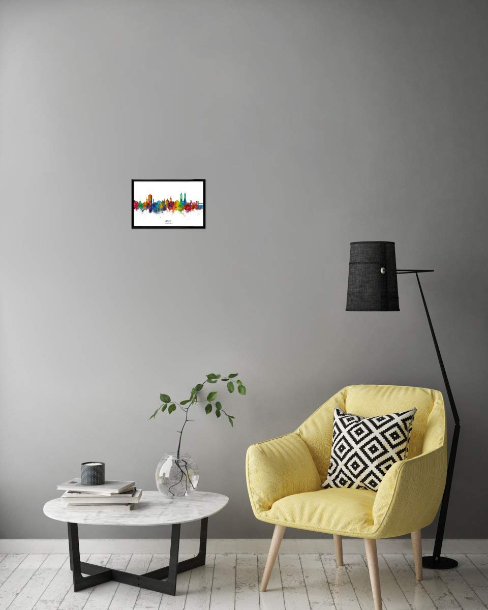artboxONE Poster mit schwarzem Rahmen 75x50 cm Städte Kassel Germany Skyline txt - Bild Kassel Deutschland Kassel