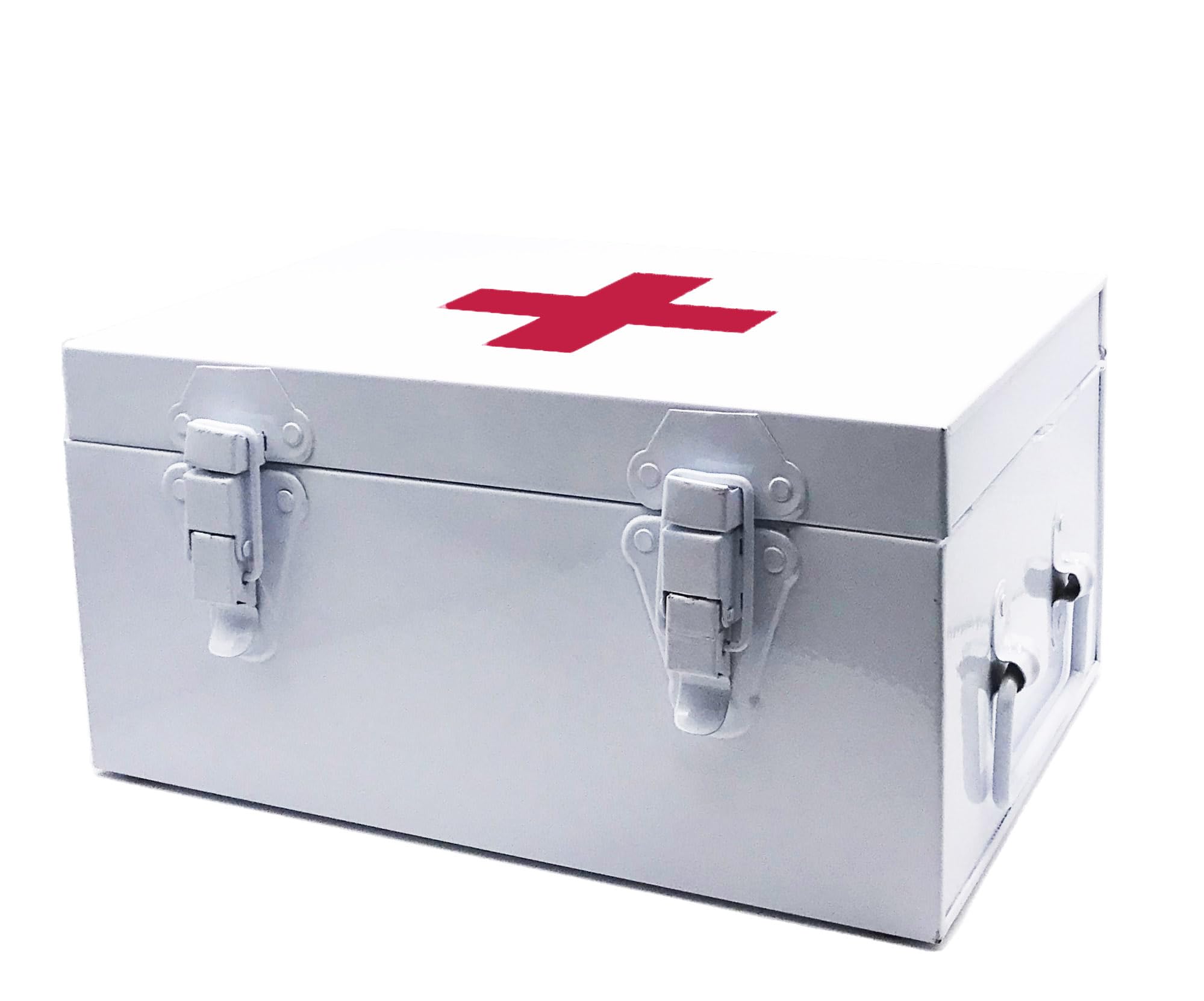 Nobel Medical First Aid Box with Detachable Tray, 2 Layer Storage, Multi Purpose Box, Camping, Workshop, office, Home, Vehicles, Safty Lock White