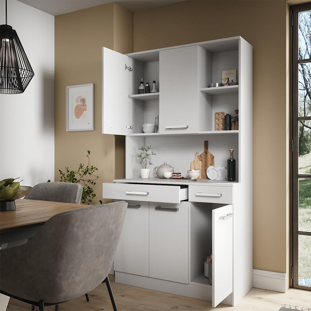 Vicco Buffet da cucina Raul, Bianco, 100.1 x 188.5 cm