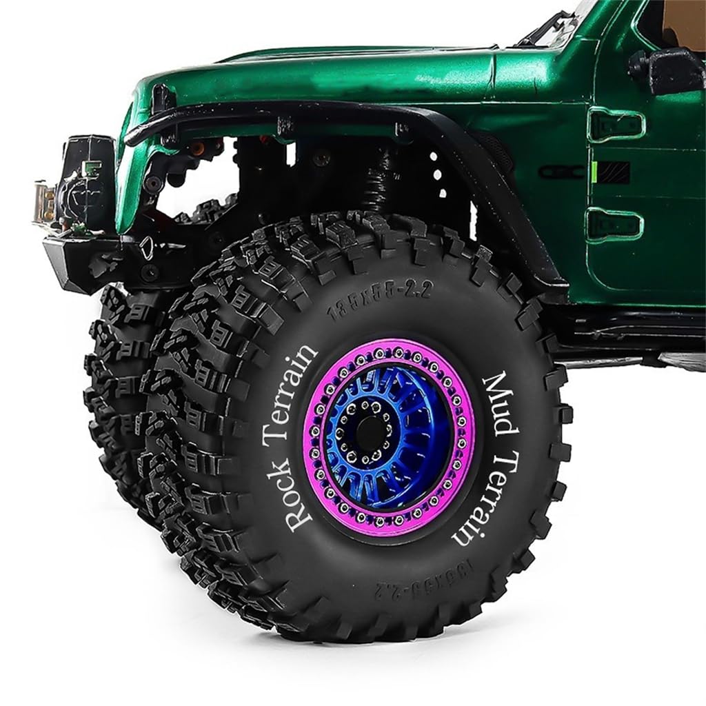 4 szt. 5.1 cm stop aluminium Beadlock koła opony 135 x 55 mm piasta sześciokątna 12 mm RC części ulepszenia do 1/8 1/10 CROSSRC Yikong AXIAL SCX10 TRAXXAS TRX4 MJX H8H Crawler RC Car (niebieski)