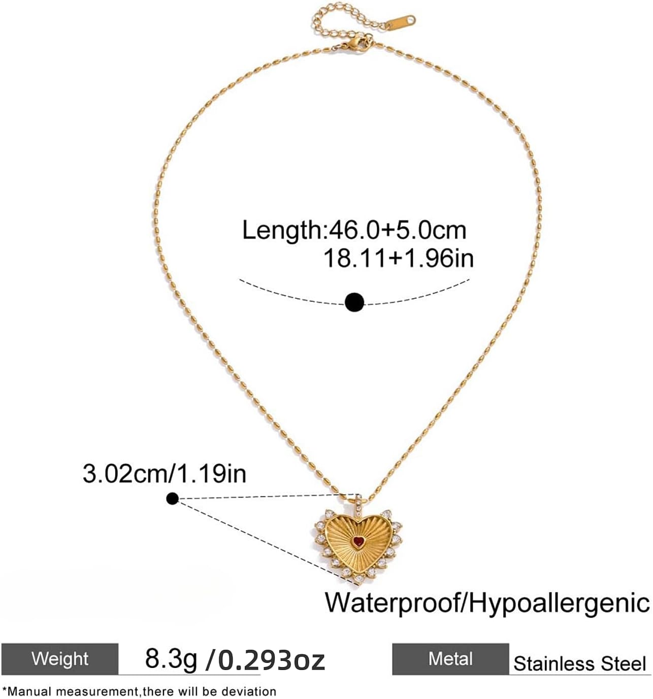 golden Heart Necklace for Women 18K metal red heart Pendant Dainty Birthday Mother's Day Valentines Jewelry Gifts - Image 6