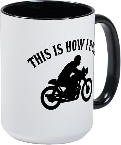 CafePress This Is How I Roll Cafe Racer - Taza grande de cerámica para café, taza de té, 15 onzas