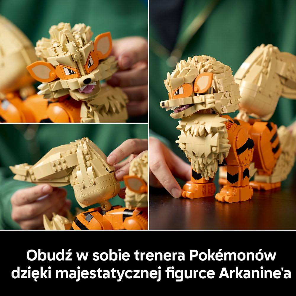 LEGO Pokémon Arcanine 72160 | Kolekcjonerska figurka Pokémona, duży zestaw klocków dla dorosłych, prezent dla fana gry, dekoracja, 1190 elementów