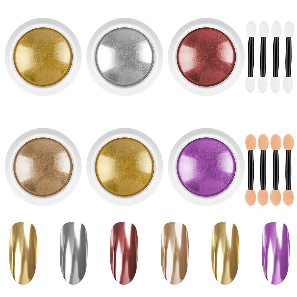 LOPHE Chrome Nail Powder, Metallic Mirror Glitter Effect