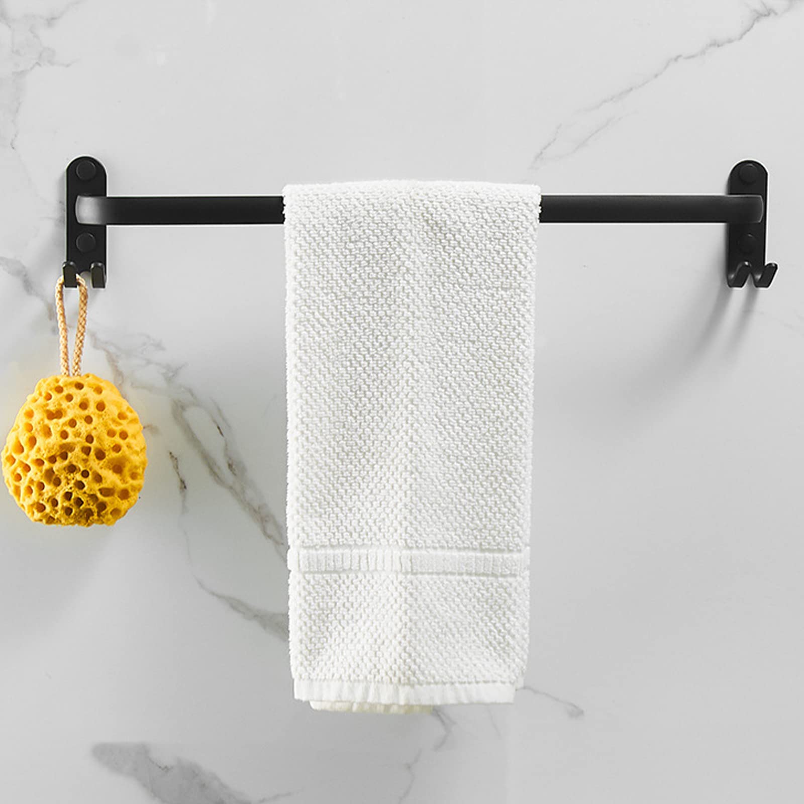 LMYSXAOZ Aluminium Towel Rail Self Adhesive, Rack Wall Mounted, Hand Holder Bathroom Rail, two-rod Rails with Hooks for Kitchen