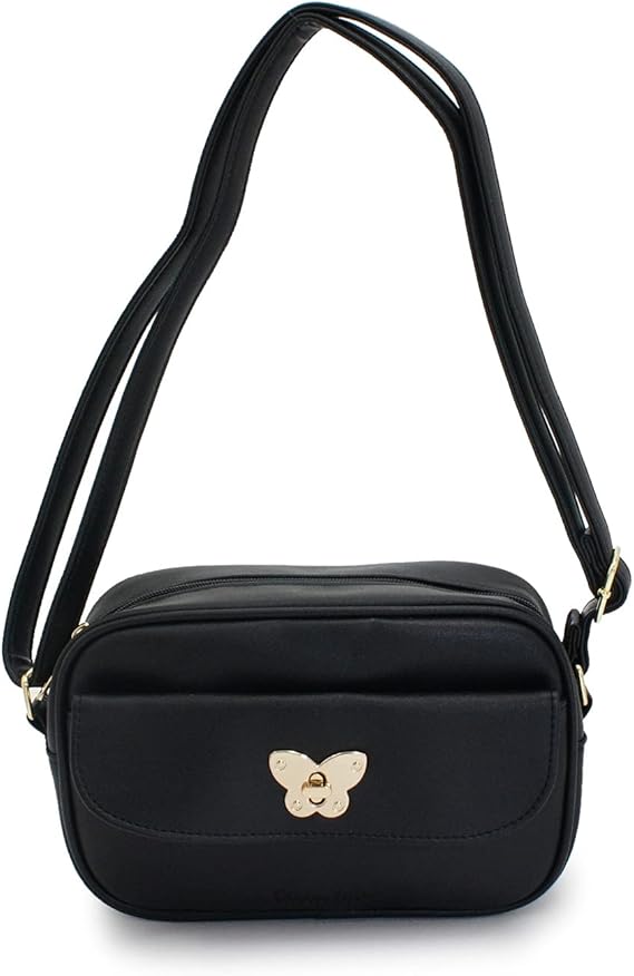 Amazon Co Jp カノンコード 蝶々ひねり ショルダーバッグ 小さめ 中学 女子 小学生 女の子 Mswty511 ブラック シューズ バッグ