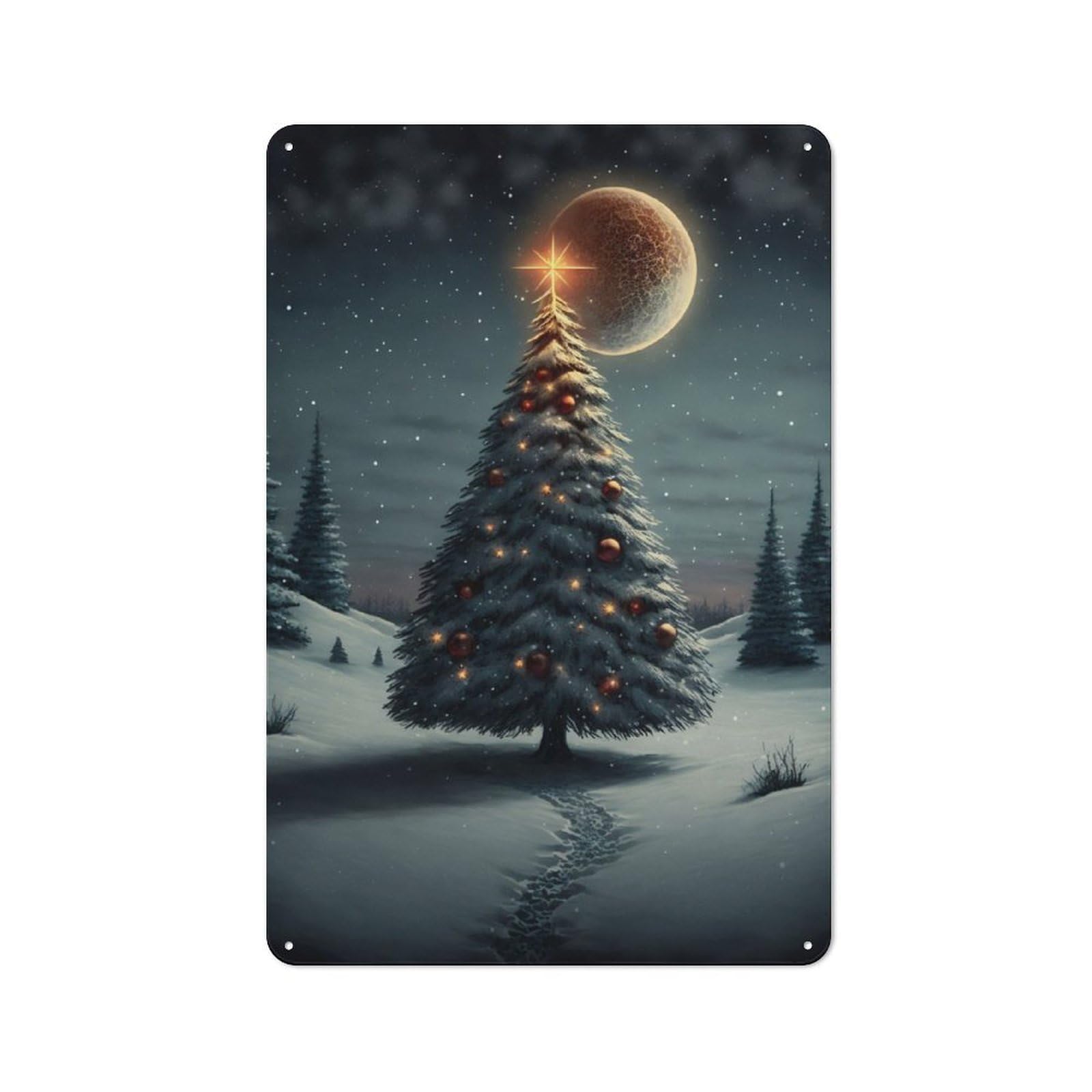 Junmoney Christmas Tree Tin Wall Plaque 30X20cm With For Home Bar Wall, For Hosts Who Enjoy Retro Interiors