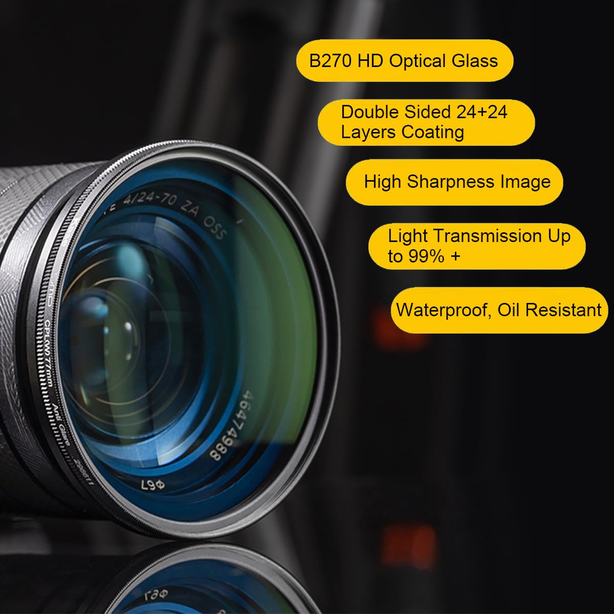 Kase Filtre polarisant circulaire CPL III 82 mm avec réflectivité ultra-faible 0,1 %, verre optique multicouche HD 28, filtre polarisant ultra fin pour objectif d'appareil photo
