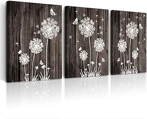 DZRWUBHS Large Canvas Wall Art For Living Room Modern Wall Decor For Bedroom Office Wall Decorations Abstract Wood grain dandelion Wall Paintings Hang Pictures Artwork Room Art Prints Home Decor