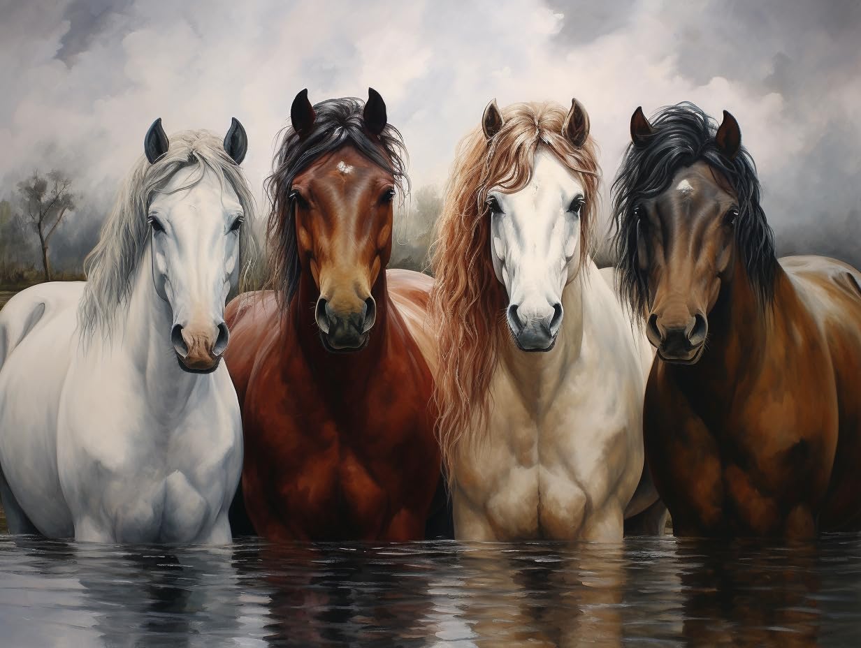 SKRYUIE Paint by Numbers Kit for Adults Beginner Horse, Acrylic Oil Painting by Numbers Kits with PaintBrushes Art Crafts Canvas for Home Decor 16x20 inch / 40x50 cm B23493