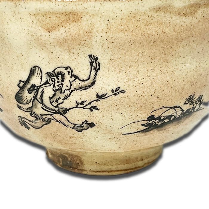 Amazon | 茶道具 抹茶茶碗 粉引 鳥獣戯画茶碗 いちい窯 横井清秀作 