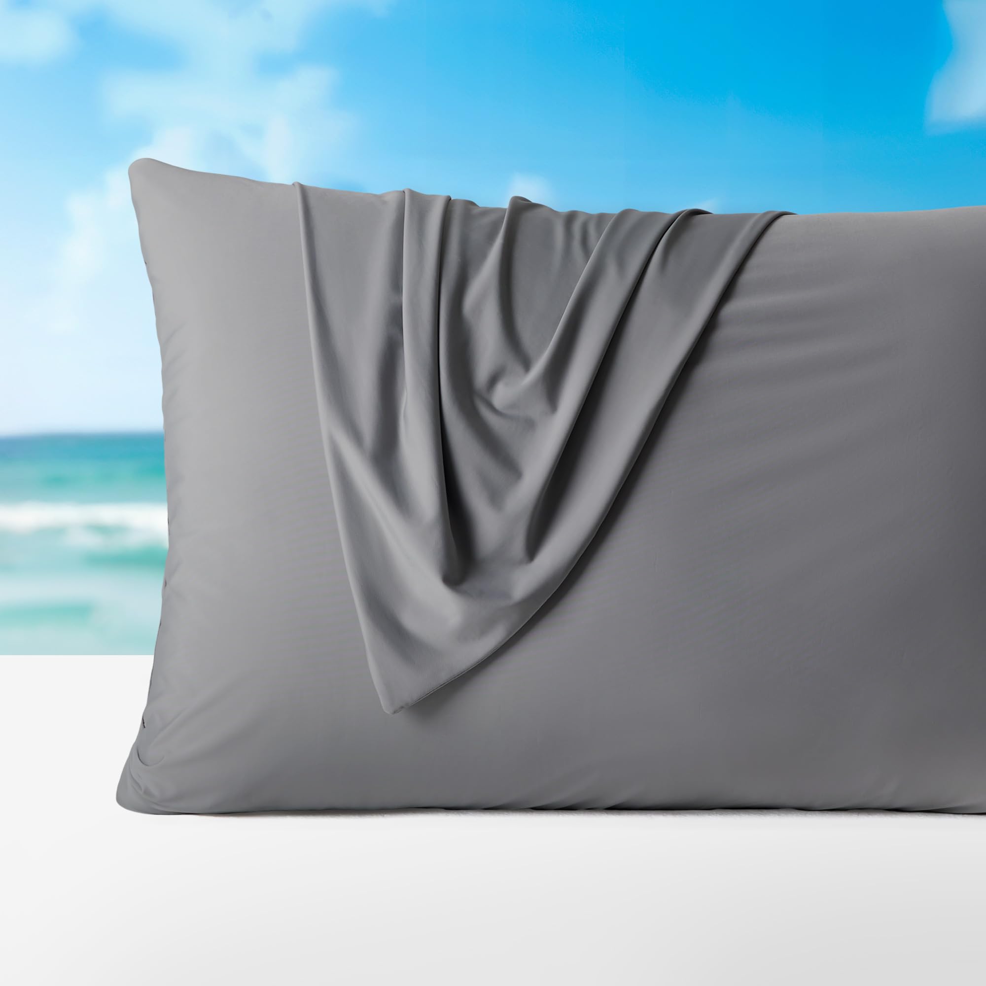 SLEEP ZONE Pillow Cases Queen Size Set of 2, Nanotex Cooling Pillow Case for Hot Sleepers, Cool Pillow Covers with Zippered Closure for Women, Men, Kids, Travel Pillow Cover (Dark Grey)