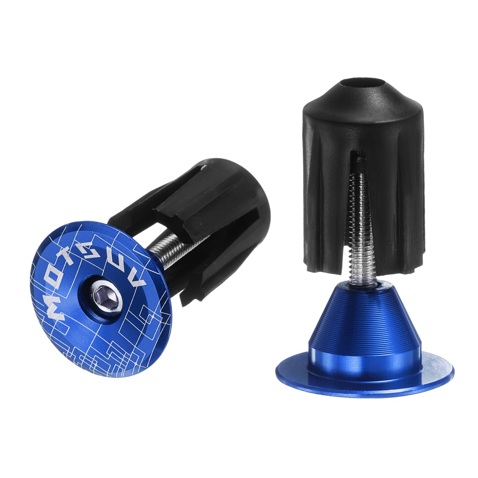 sourcing map Bar End Plugs Aluminum Handlebar End Caps Bike Plugs 0.7oz Expanding Locking for MTB Road BMX Fixed Gear Bike, Blue โ image 1