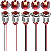 Vista 13 de 5 piezas de luz indicadora LED metálica de 12 mm, lámpara de señal impermeable AC 110V-220V (Rojo)