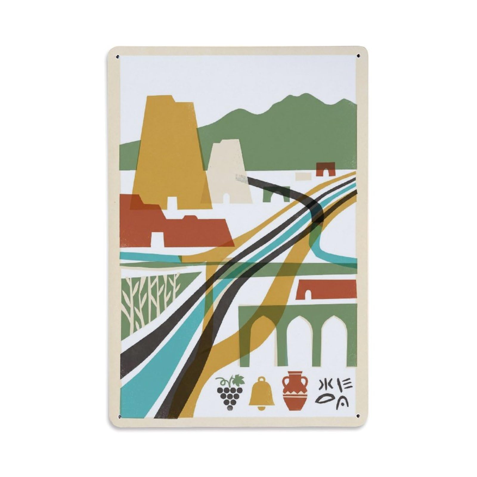 Okngb Style Chinese Cityscape Yinchuan China Travel Classic Graphic Metal Tin Sign Plaque Wall Decor For Cafe, Man Cave, Club Bar, Office, Home Garden Round Metal Poster 8X12inch