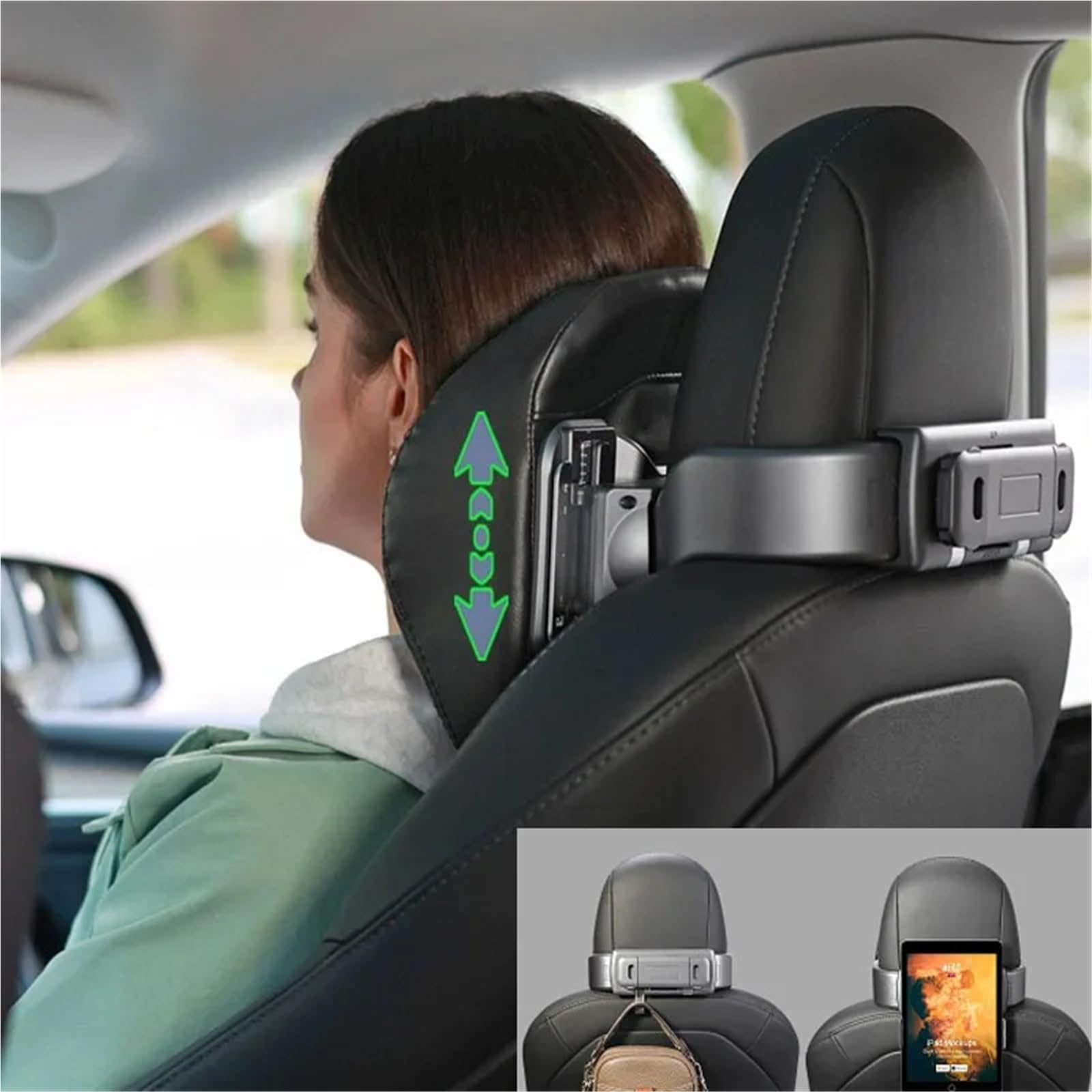Lumbar Supports Cushion Reposacabezas de cuero/gamuza para el cuello, compatible con Tesla Highland Modelo 3/Y, accesorios para el coche.(Blue)