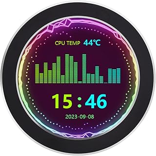 Waveshare 2.8inch USB Monitor, Water Cooler Screen/PC Case Secondary Screen/Desktop RGB Ambient Screen, 480×480, with Music Spectrum Analysis Function, Type-C Interface, CNC Metal Case in Black