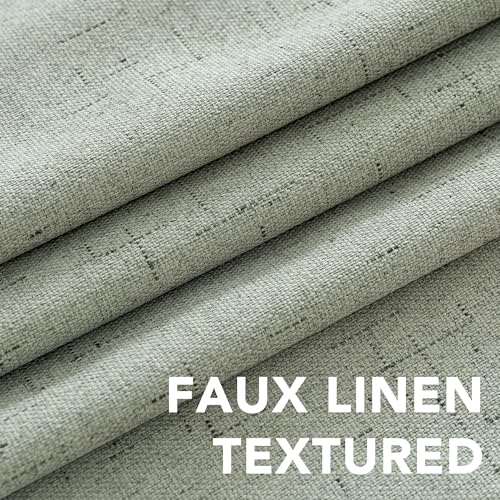 Image of H.VERSAILTEX Linen Blackout Curtains Durable Thick Textured Linen Look 100% Blackout Patio Door Curtain Anti Rust Grommet Extra Wide Sliding Door Curtain Panel, W100 x L96 inch - Sage
